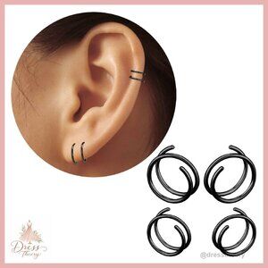 Double Hoop Earrings 8mm 10mm 316L Stainless Steel Hypoallergenic
